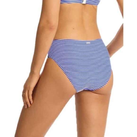 NWT Sea Level Swim Women’s Varsity Mid Bikini Pants in Blue/White Stripes US 12 - Picture 2 of 7